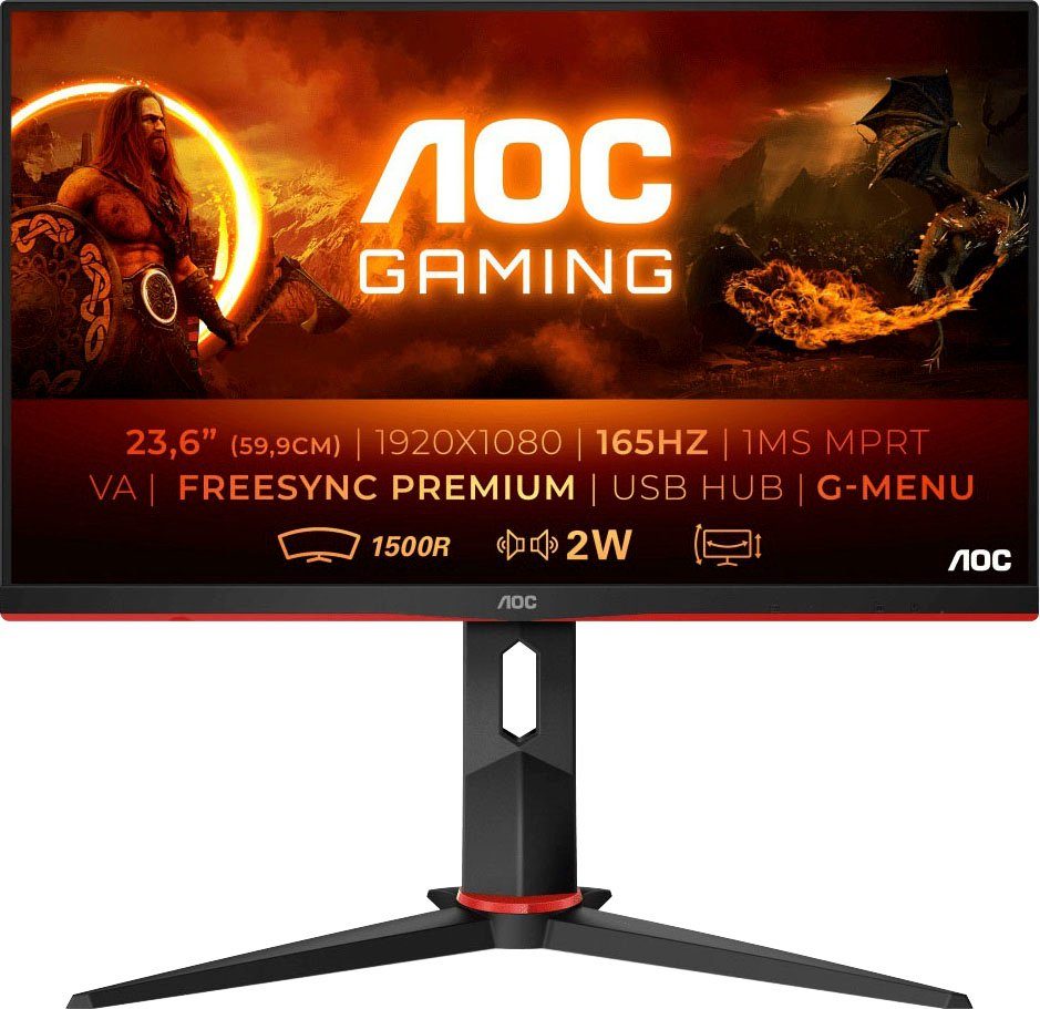 AOC C24G2U/BK Curved-Gaming-Monitor (60 cm/24 ", 1920 x 1080 px, Full HD, 1 ms Reaktionszeit, 165 Hz, VA LCD)