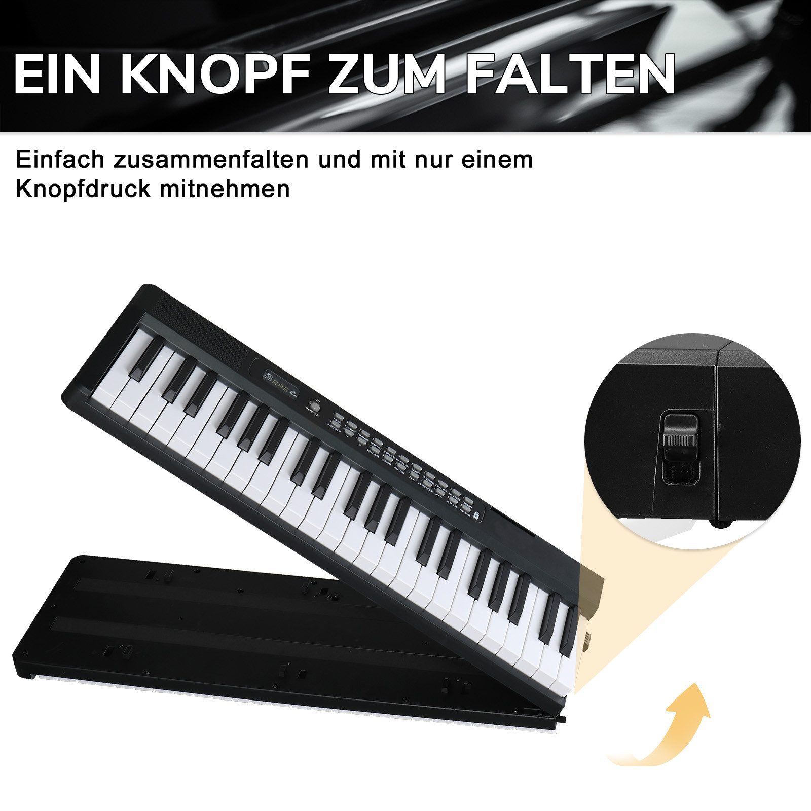 LALAHO Digitalpiano Klappbare E-Keyboard mit 88 Tasten, Klappklavier, Bluetooth und MIDI, tragbar, mit Kopfhörer, Lautsprecher – Bild 5 von 5