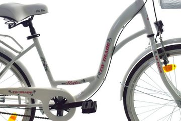 T&Y Trade Cityrad 24 Zoll Kinder Mädchen City Fahrrad Bike Rad NEXUS Reflex Weiß 3 Gang, 3 Gang Shimano, Nabenschaltung, Rücktritt, Gepäckträger, Licht, 3 Nexus Gang, Seitenständer, Korb