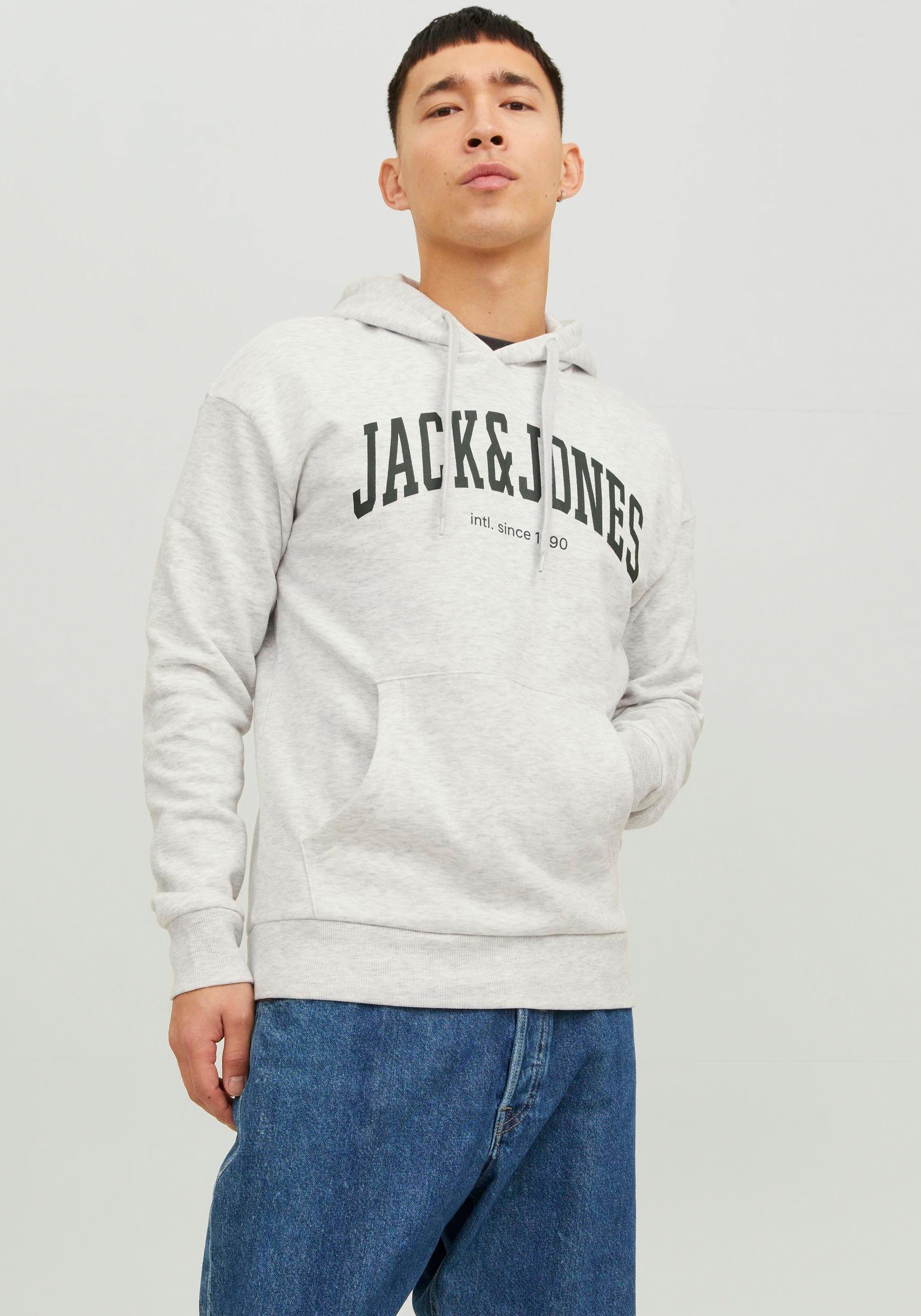 Jack & Jones Kapuzensweatshirt JJEJOSH White SWEAT NOOS Melange HOOD