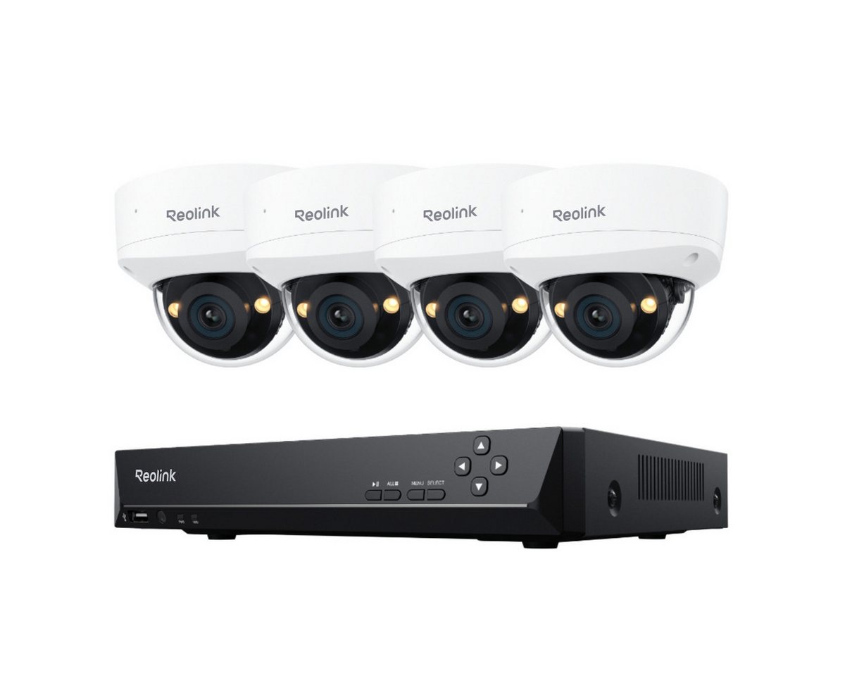Reolink Überwachungskamera PoE Set RLK8-800V4 (Innenbereich, Außenbereich, 4K 8MP, 125° Superweitwinkel,IK10 Vandalismus,Intelligente Erkennung)