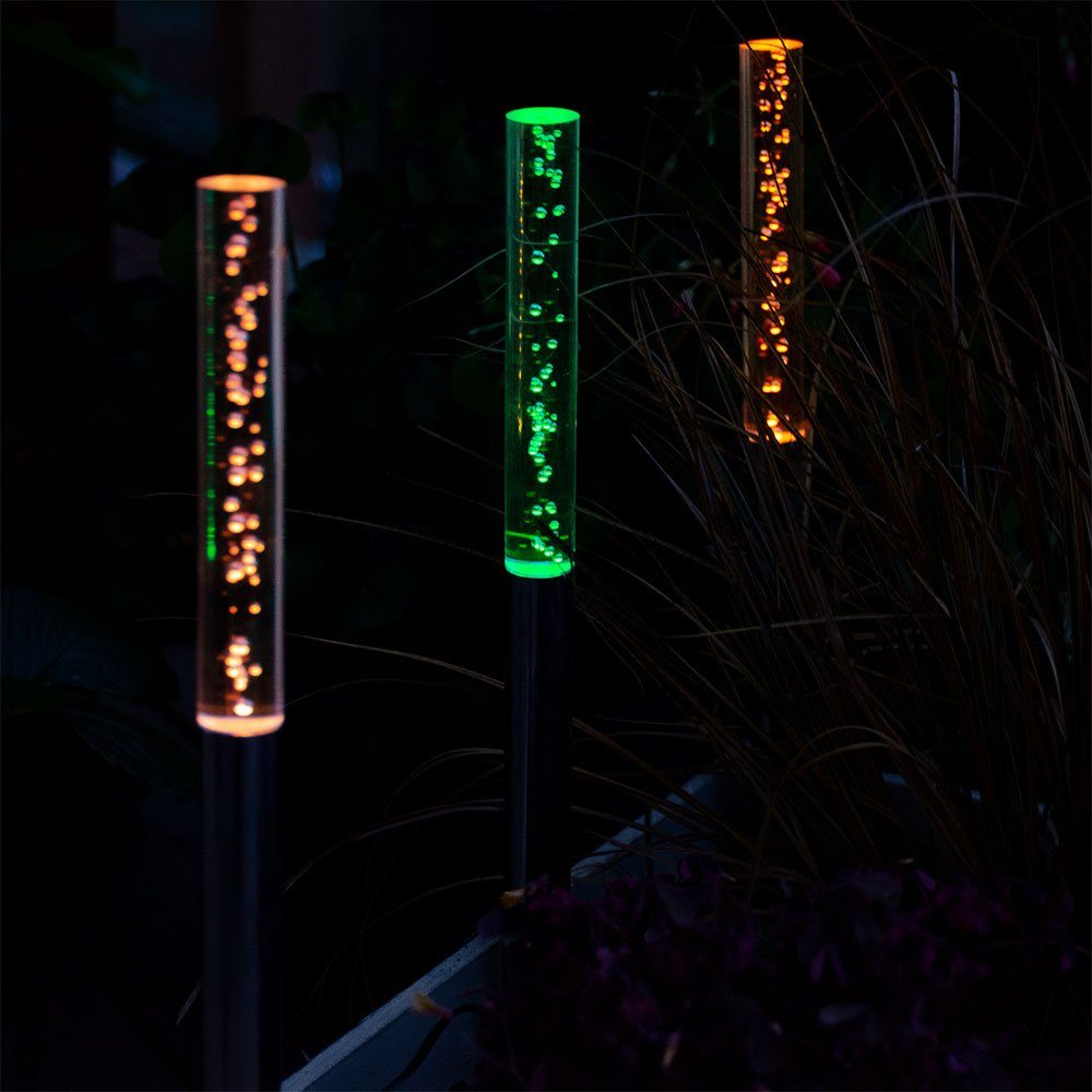 LED Lampen etc-shop 4er fest LED-Leuchtmittel Farbwechsel Steck Leuchten bunt LED Set Solarleuchte, verbaut, Design Farbwechsel, Stand