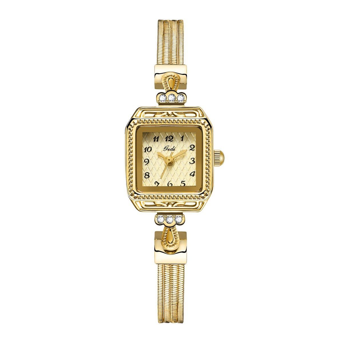 carefully selected Quarzuhr Damen-Uhr mit Schlangenarmband im Vintage-Stil aus Kupferimitat Gold | 