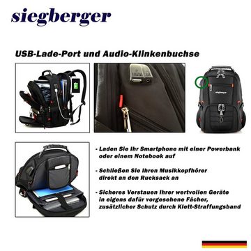 Siegberger Rucksack RSA1, mit 20 Fächern, Flaschenhalter, Audio-& USB-Zugang