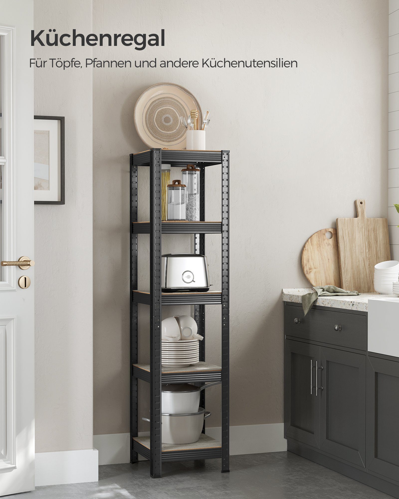 SONGMICS Standregal Küchenregal, 1-tlg., Lagerregal, 5 Ablagen, verstellbar günstig online kaufen