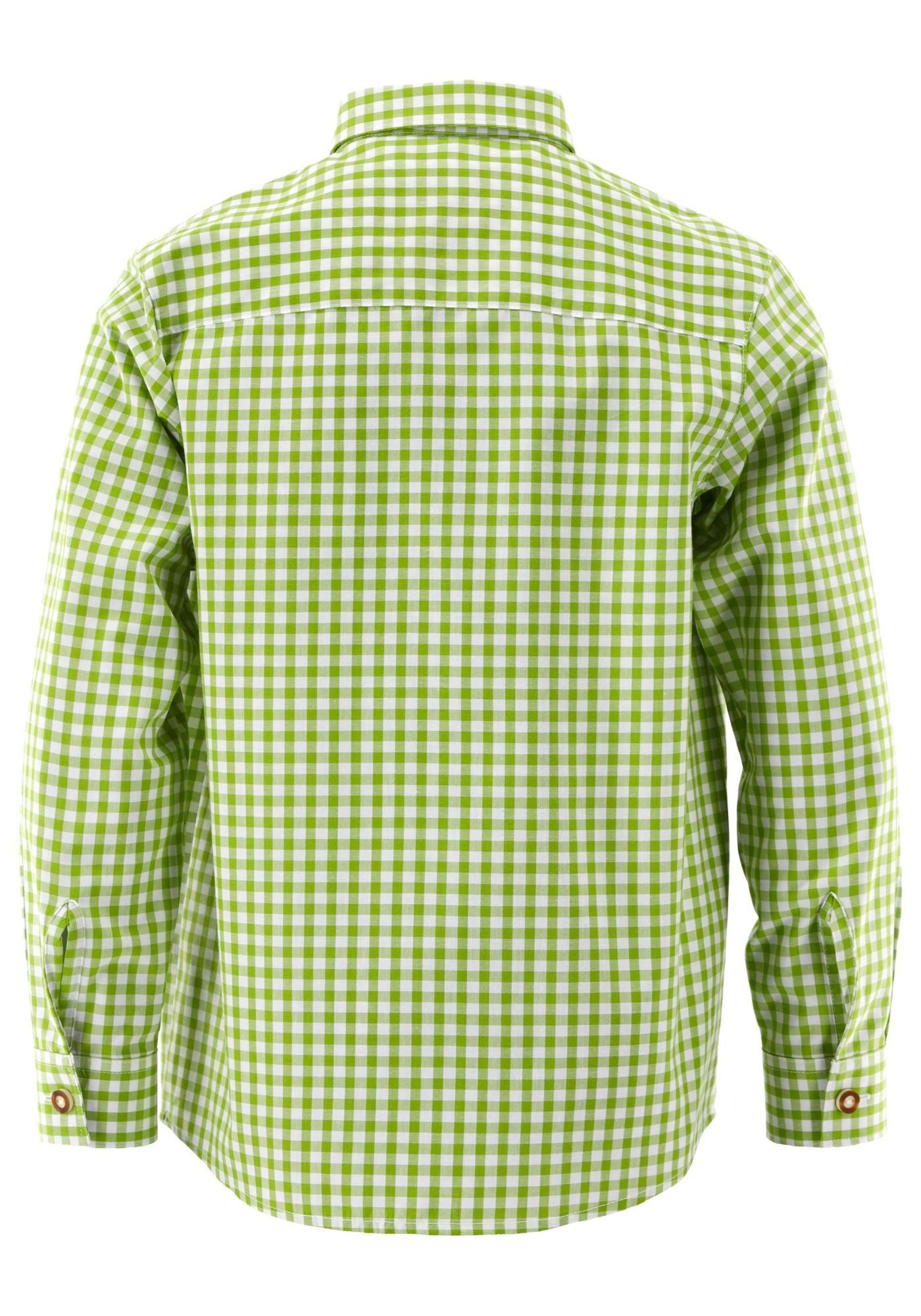 OS Trachten Trachtenhemd Lafoa Langarmhemd Jungen mit aufgesetzter Brusttasche mit Hirsch-Stickerei