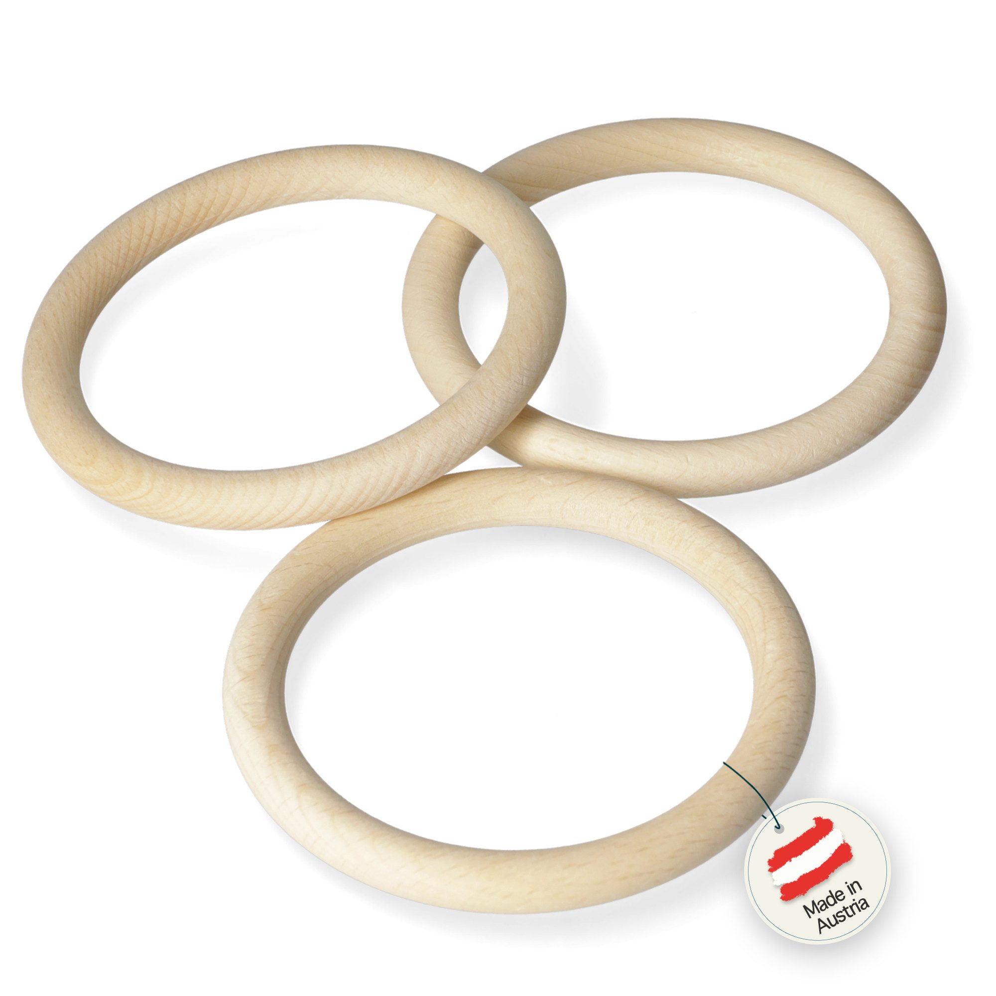 Candini Bastelperlen Holzringe aus Buchenholz zum basteln & Makramee, 4 Stück, Ø 115mm, 12mm Ringstärke