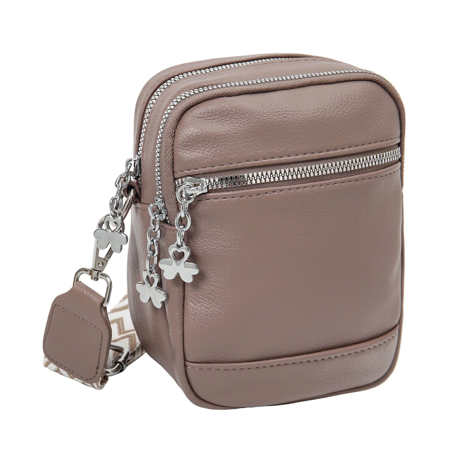 Leoberg Umhängetasche 315200, Multi Bag Umhängetasche Schultertasche mit dekorativen Anhänger