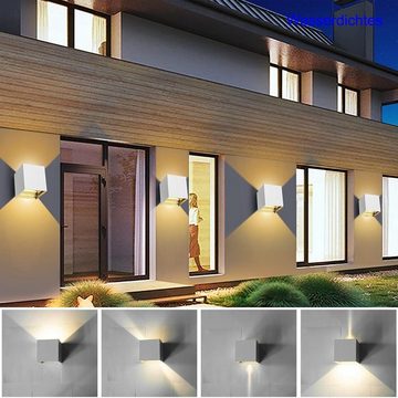 LETGOSPT Wandleuchte 7W LED Wandlampe Wandleuchte Strahler Licht Up Down Innen Außen, LED fest integriert, Warmweiß, Wasserdicht Warmweiß, Einstellbarer Lichtstrahl