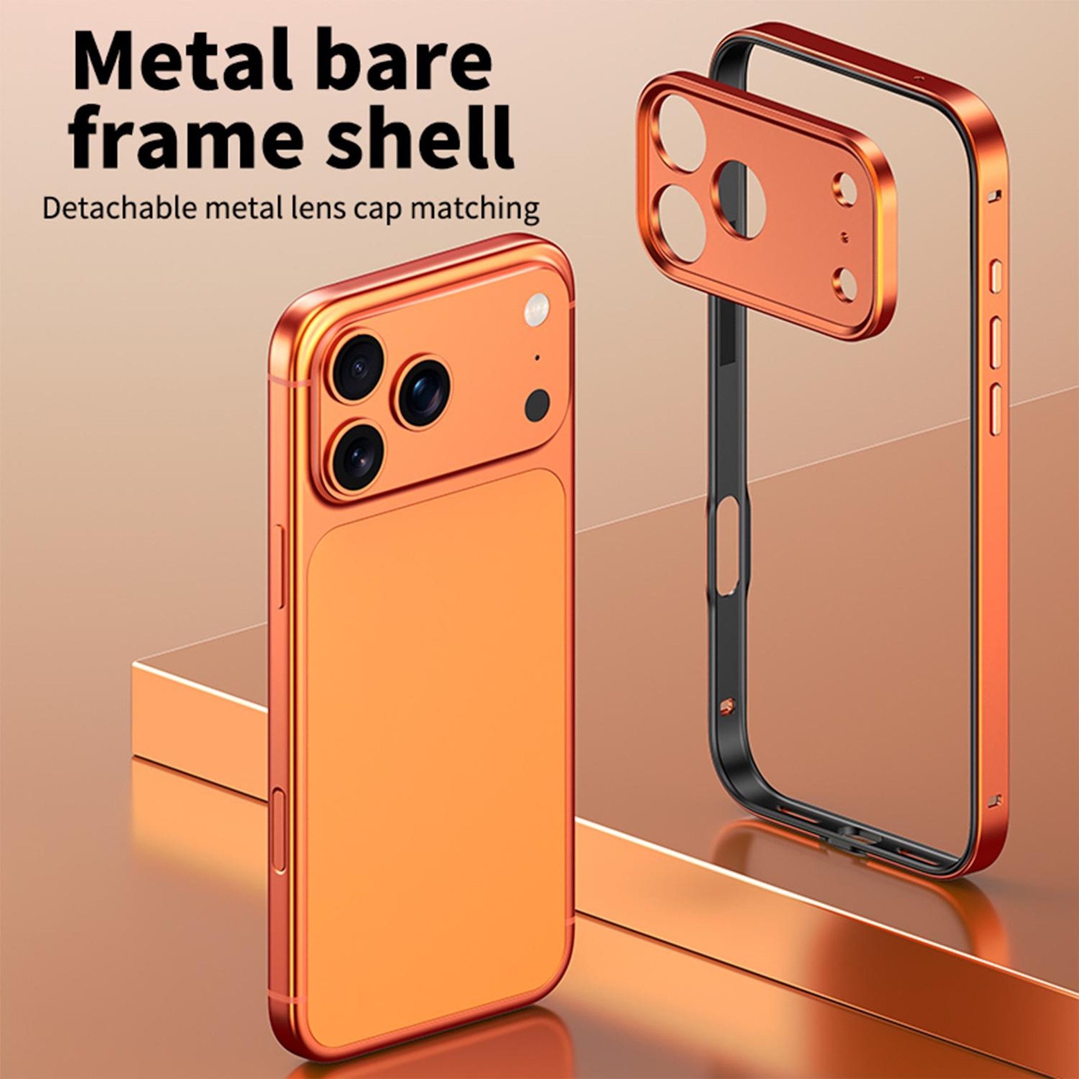 Wigento Handyhülle Bumper + Linsenschutz Alu Metall Rahmen Apple iPhone 18 Pro Schwarz 6,3 Zoll, stoßfest, präzise Aussparungen – Bild 2 von 5