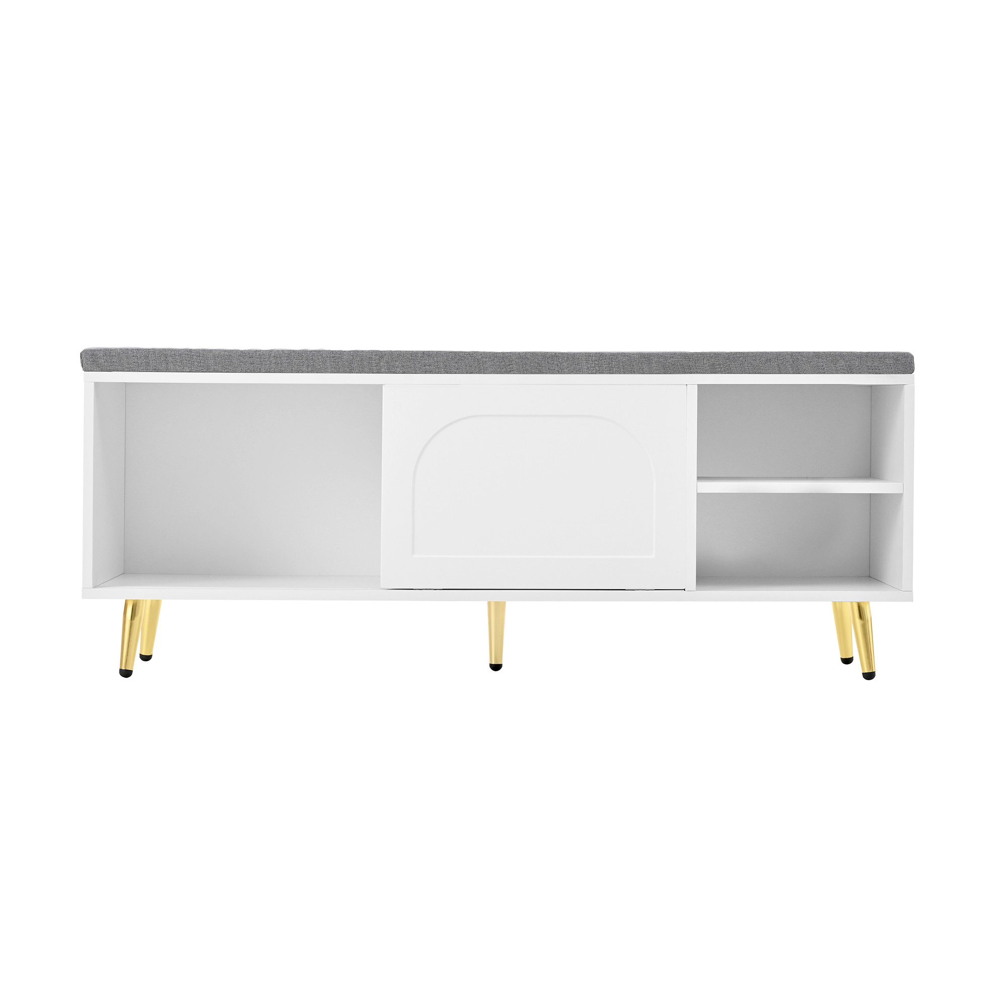 HAUSS SPOLE Schuhbank mit stauraum Sitzschrank Schuhschrank Aufbewahrungsbank mit sitzkissen (mit Sitzkissen und Stauraum – Weiß,multifunktionale Garderobenbank für Flur & Schlafzimmer, stabil und langlebig, B121/D35/H49 cm), mit Sitzbank
