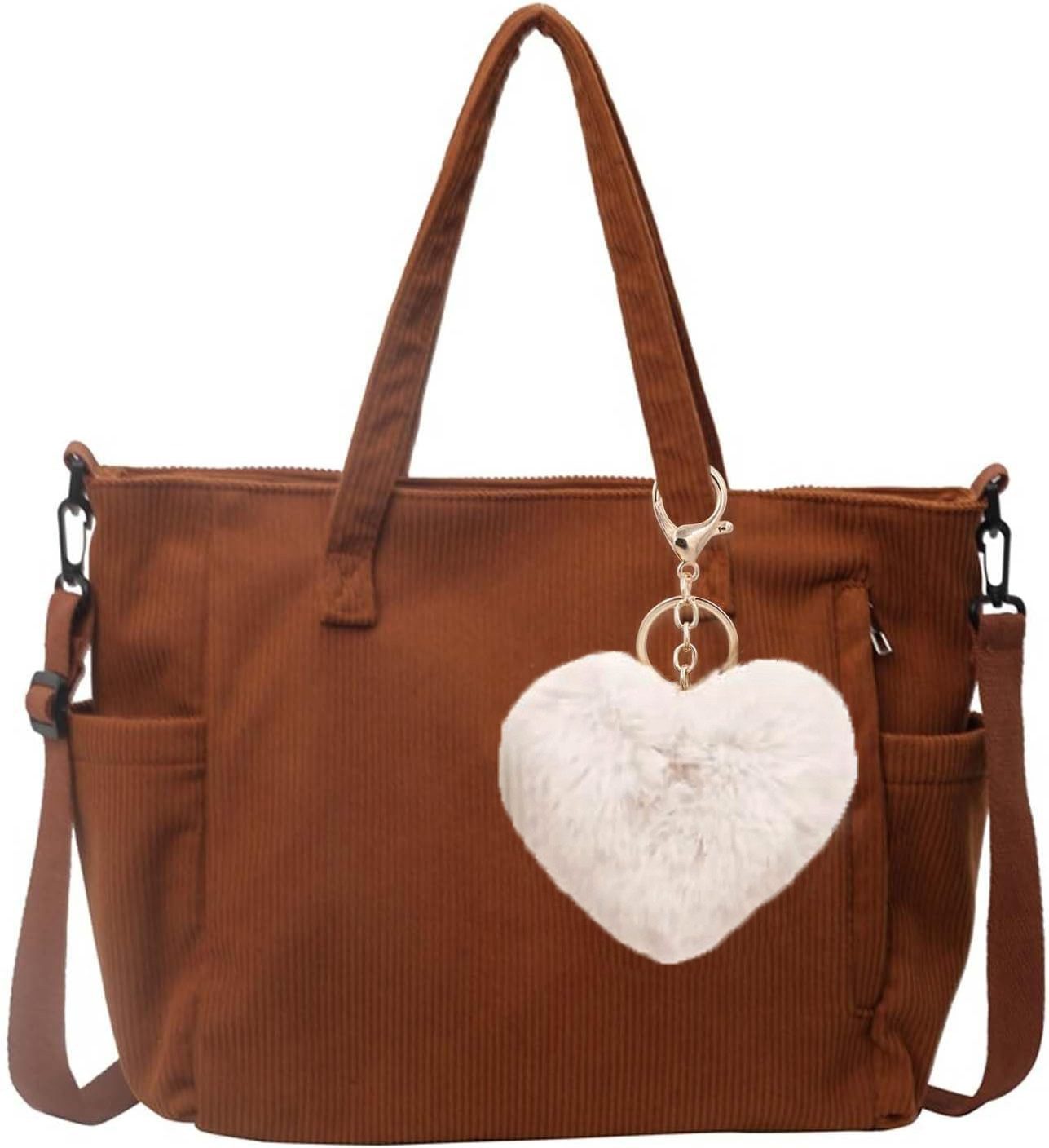 Schultertasche Cord Tasche Damen, Beuteltasche Stofftasche, Groß Shopper Tasche