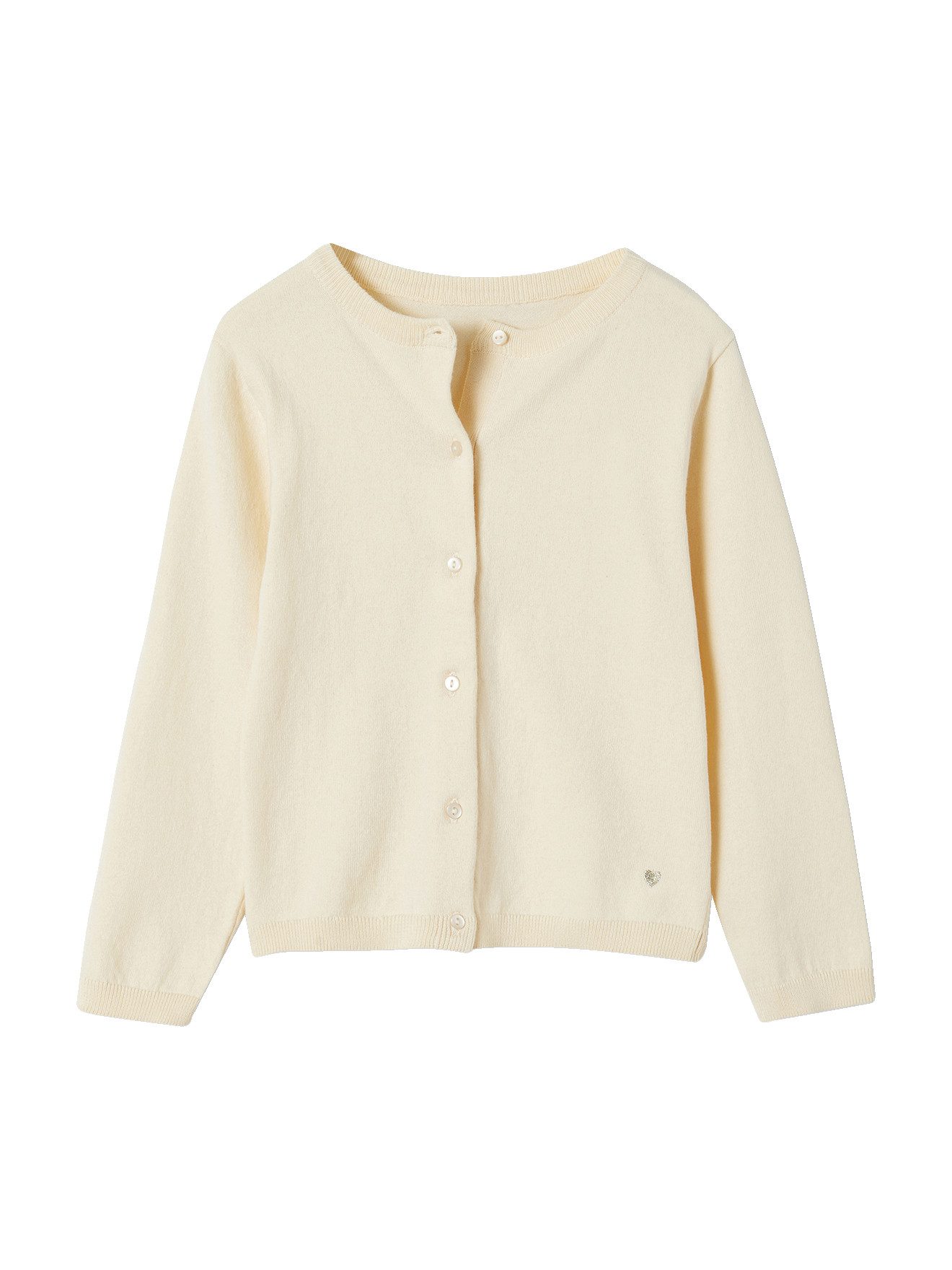 vertbaudet Strickjacke Mädchen Strickjacke BASICS Runder Ausschnitt, Knopfverschluss