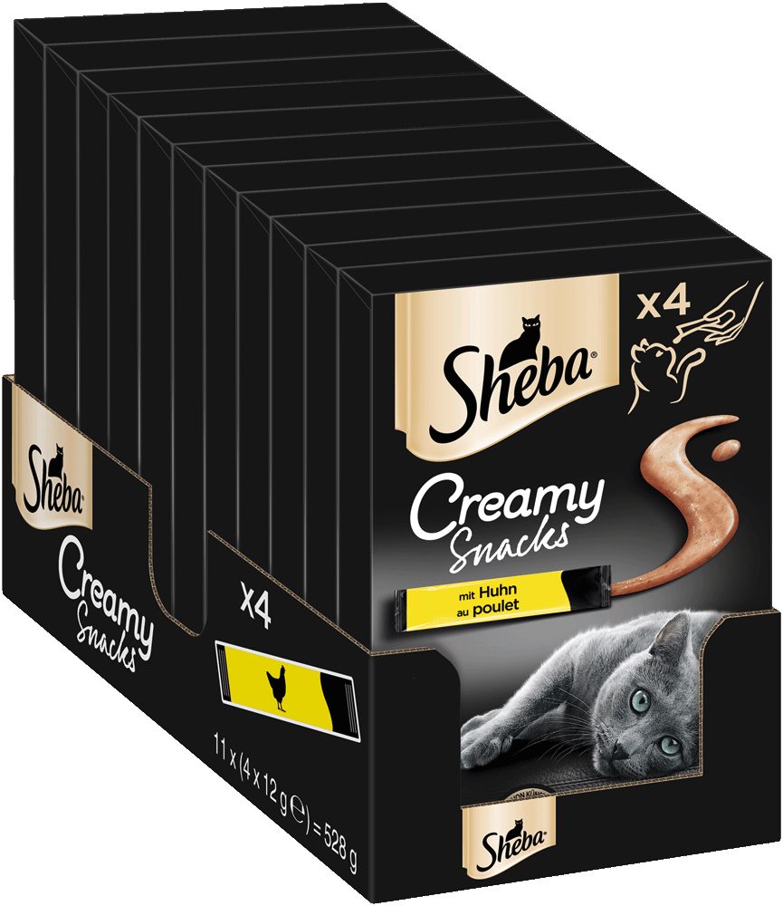 Sheba SHEBA® Beutel Multipack Creamy Snacks mit Huhn 11 x 4 x 12g, Snack für: Katze