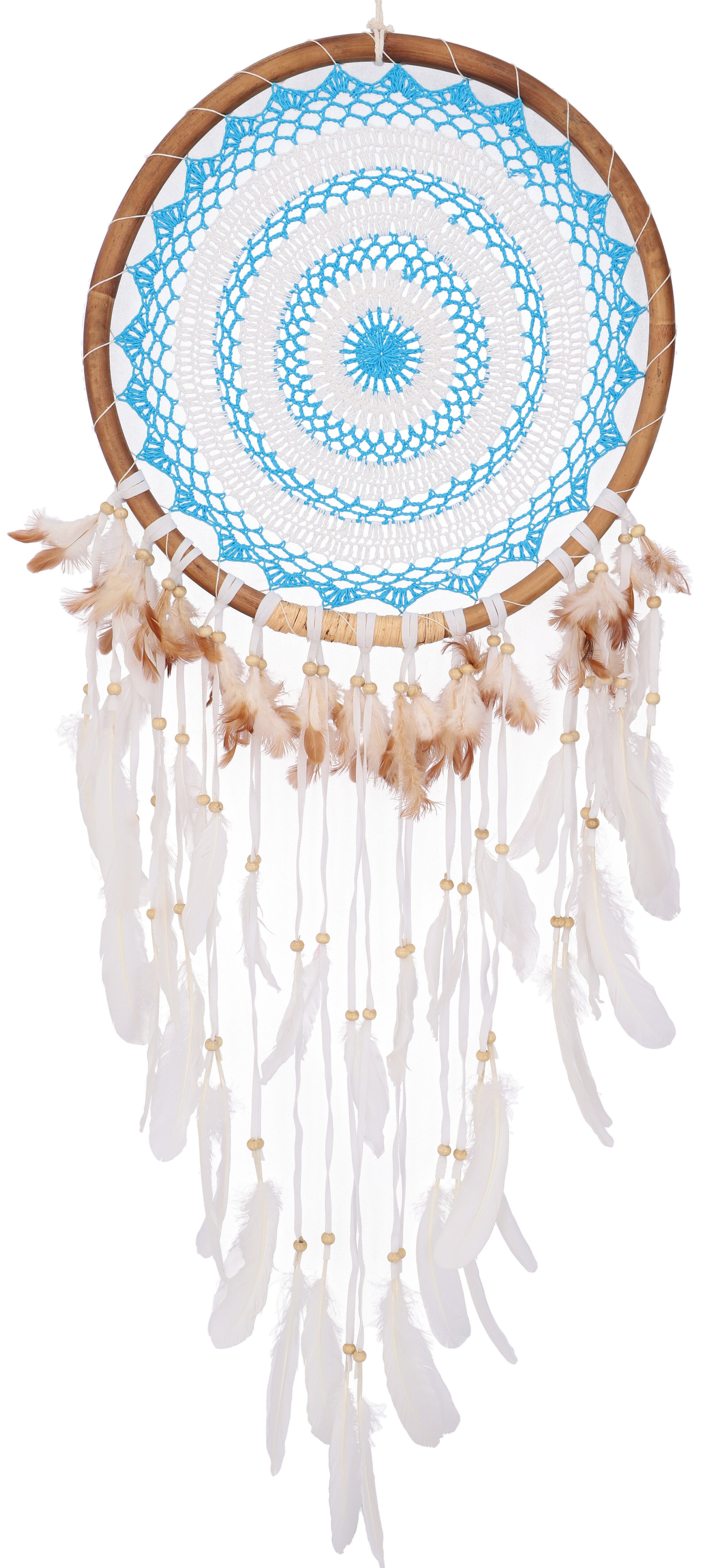 Guru-Shop Dekoobjekt Traumfänger - blau/weiß 44 cm