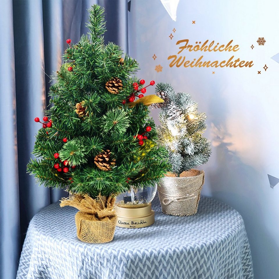 COSTWAY Künstlicher Weihnachtsbaum, 60cm, 80 PVC Spitzen mit Kiefernzapfen