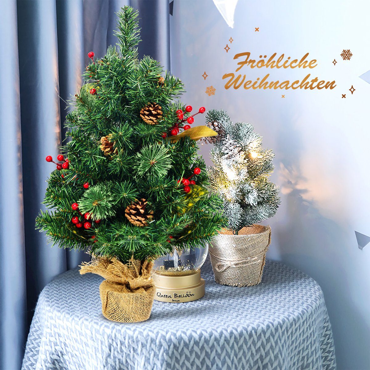 COSTWAY Künstlicher Weihnachtsbaum »Tisch Tannenbaum«, 60cm, 80 PVC Spitzen, mit Kiefernzapfen
