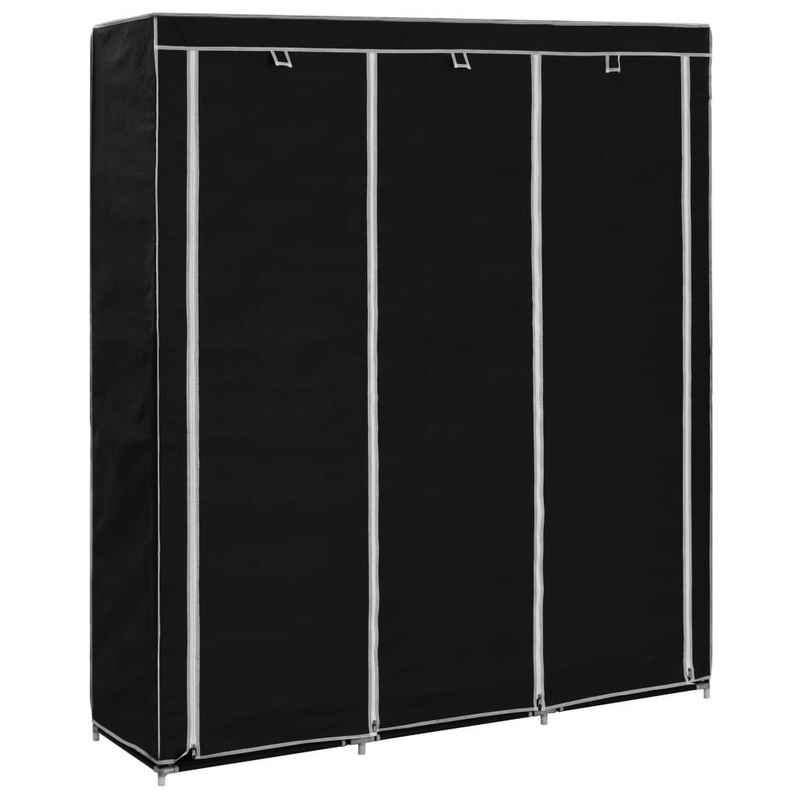 vidaXL Kleiderschrank Kleiderschrank mit Fächern Stangen Schwarz 150x45x175cm Stoff (1-St)