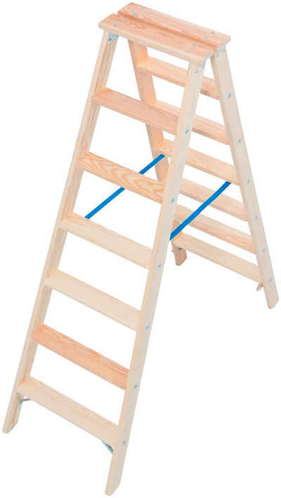 KRAUSE Doppelleiter »STABILO«, Holz, 2x7 Stufen, Arbeitshöhe ca. 245 cm
