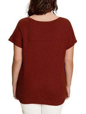 Esprit T-Shirt CURVY T-Shirt aus Baumwolle-Leinen-Mix (1-tlg)