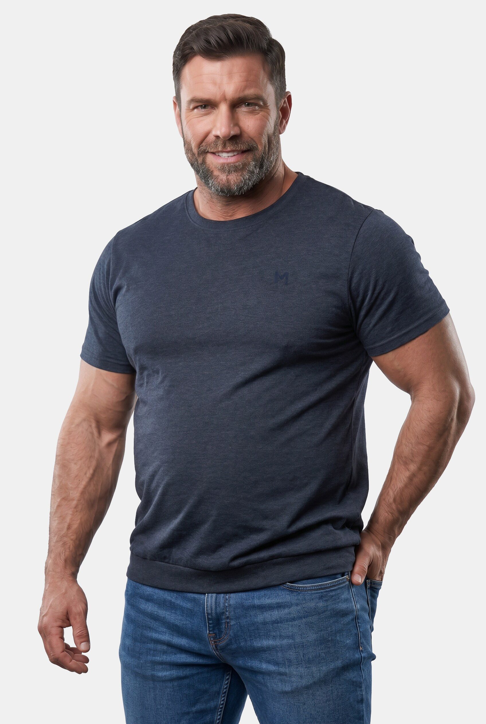 Men Plus T-Shirt T-Shirt Bauchfit Basic Halbarm