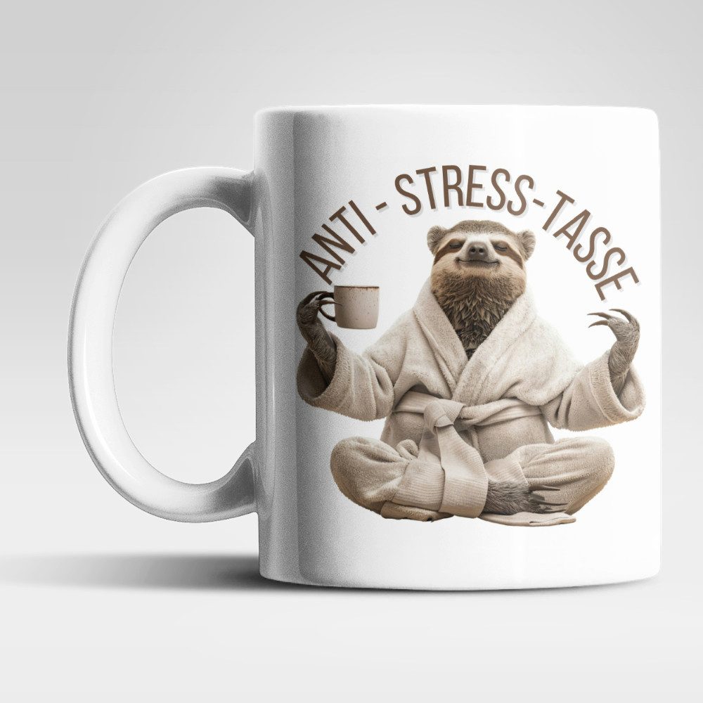 WS-Trend Tasse Anti Stress Faultier Kaffeetasse Teetasse Geschenkidee 325 ml, 4-tlg., Keramik