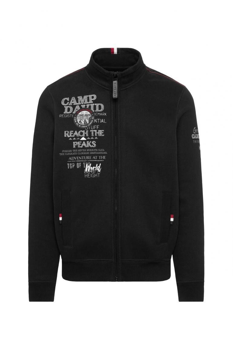 CAMP DAVID Sweatjacke mit Logo Prints, Stickereien und Patches black günstig online kaufen