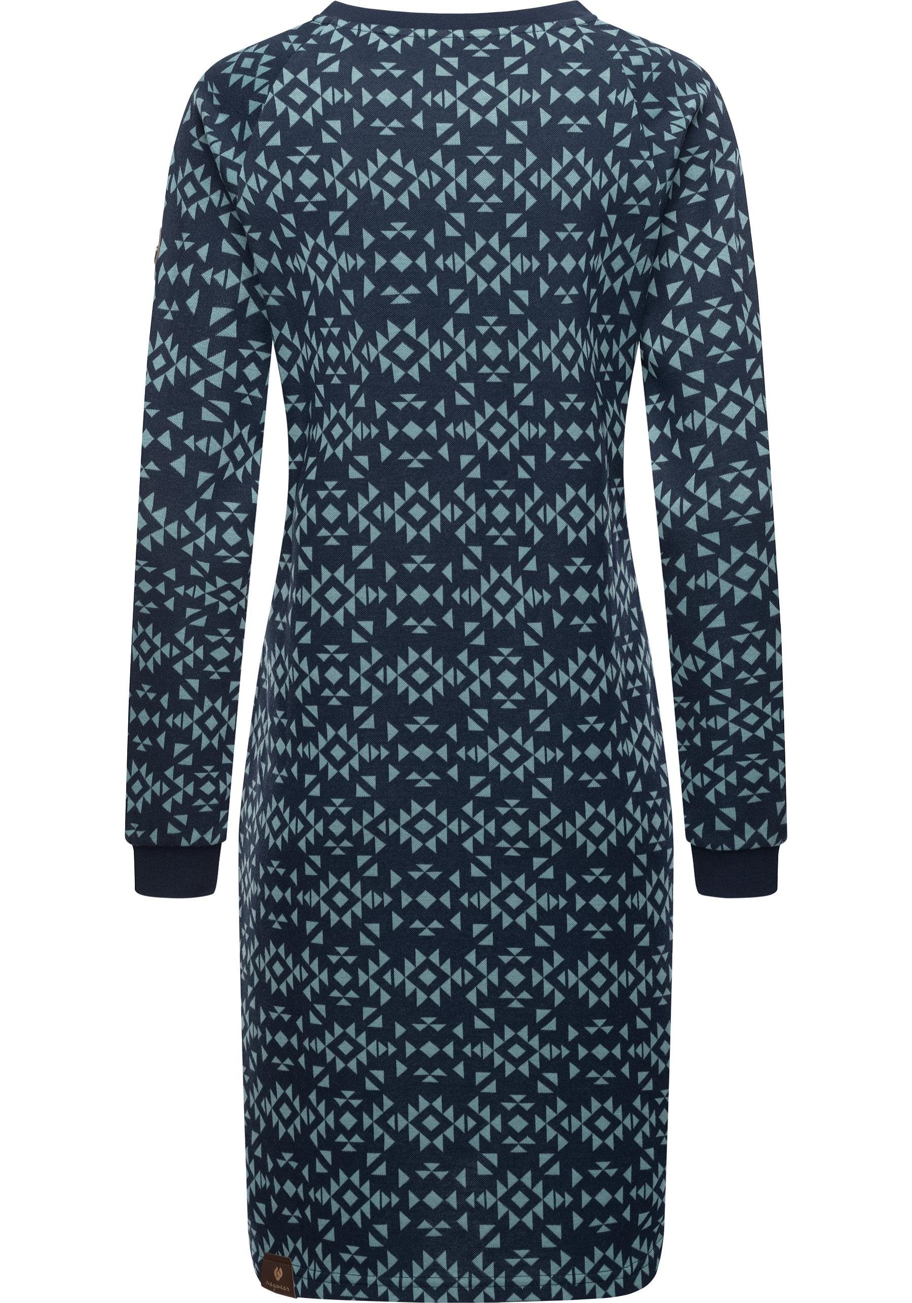 Aztec Winter Dassa den navy Sweatkleid Langarmkleid für Ragwear stylisches