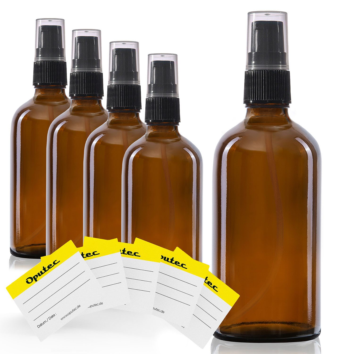 Oputec Seifenspender 5 x 100ml Pumpspender-Flasche, Lotionsflasche, Braungl günstig online kaufen