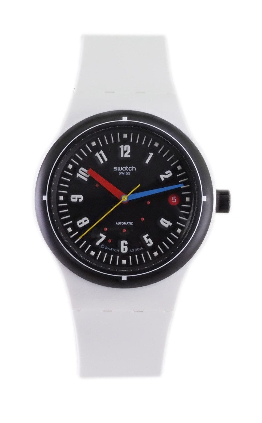 Swatch Automatikuhr Swatch Herren Automatik Uhr SISTEM BAU SUTW405 X49, (Weiß)