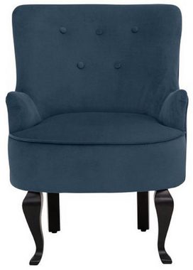 loft24 Sessel Dante (Sessel mit Hocker), weicher Bezug in Samtoptik, Relaxsessel mit Fußhocker, Polstersessel