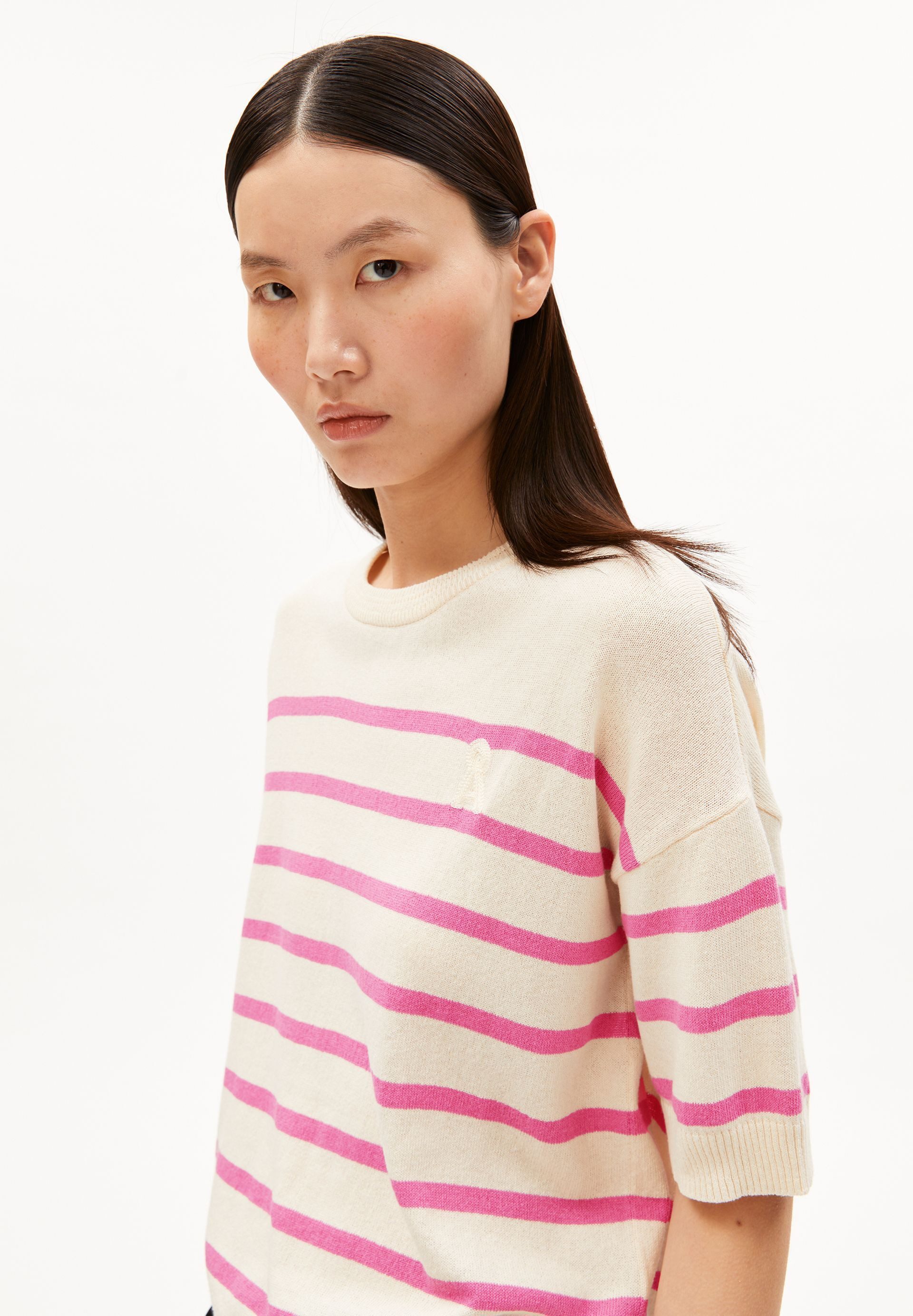Armedangels T-Shirt STRIPE Strickshirt aus Leinen-Mix Relaxed Fit