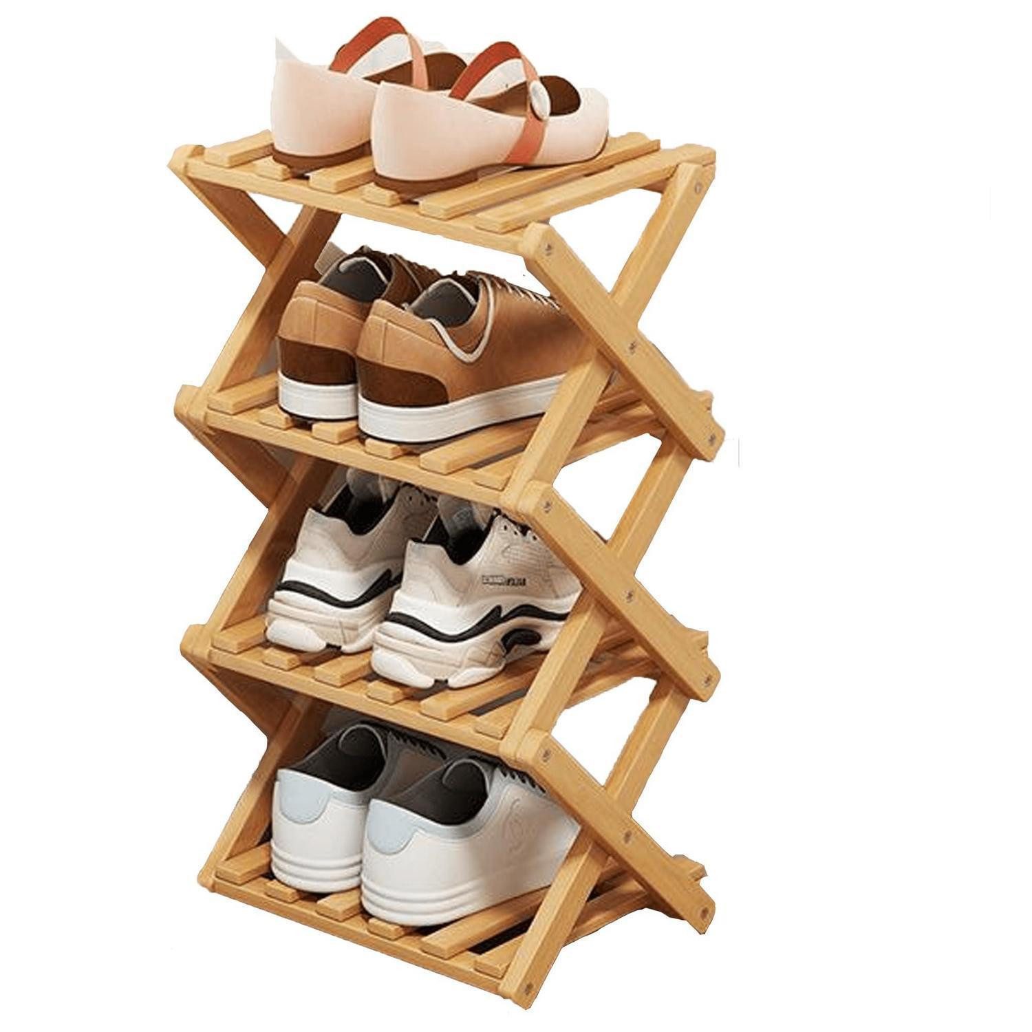 LuxusKollektion Schuhregal Schuhregal Bambus 4 Etagen