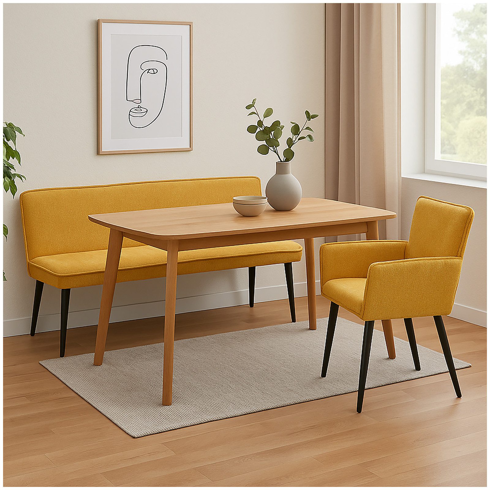 HTI-Living Polsterbank Bank Mesilla Gelb (Stück, 1-St., 1 Sitzbank), Polsterbank