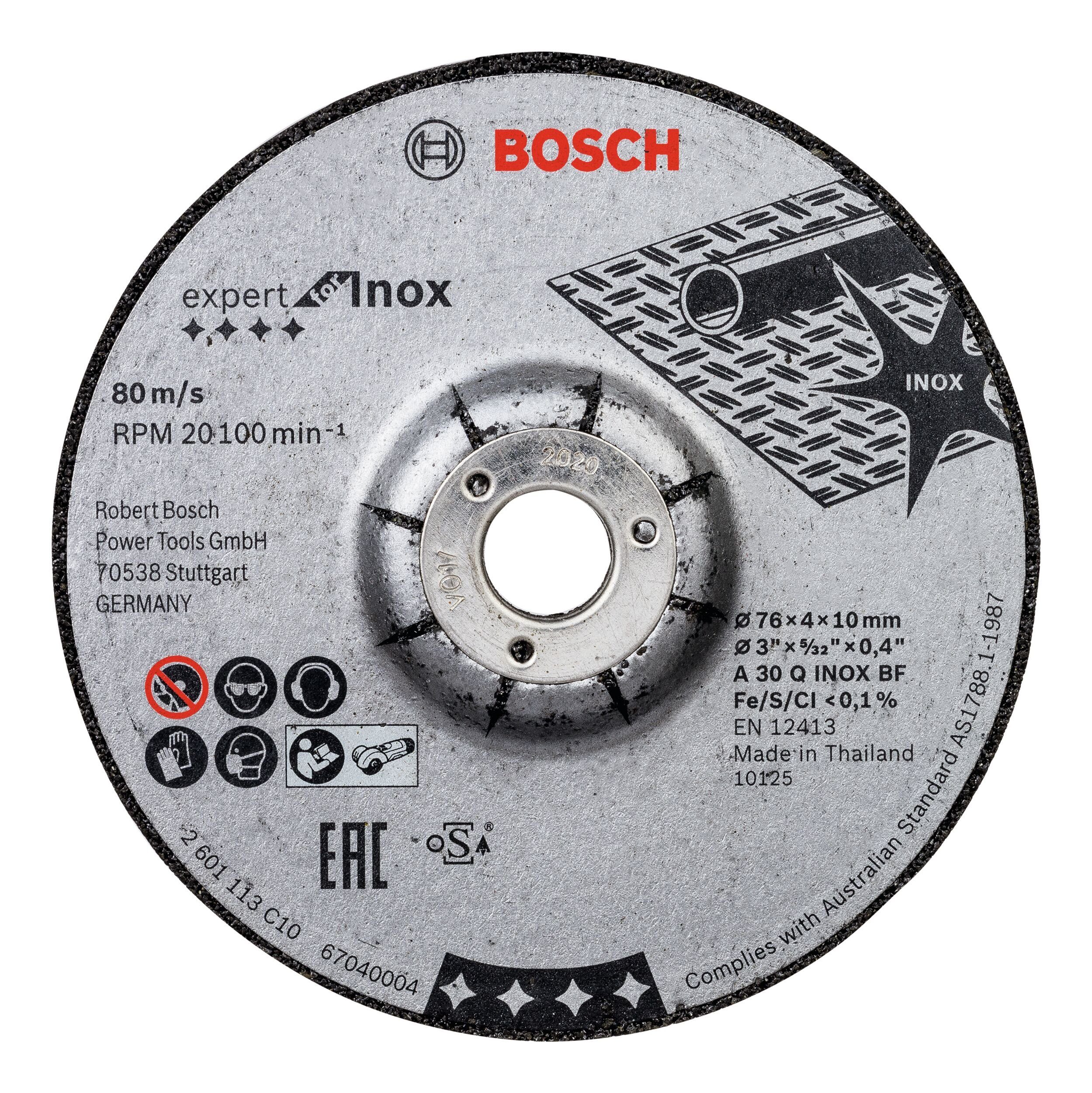Bosch Professional BOSCH Schruppscheibe Expert, Ø 76 mm, (2 Stück), For Inox A 30 Q INOX BF - 76 x 4 x 10 mm - 2er-Pack