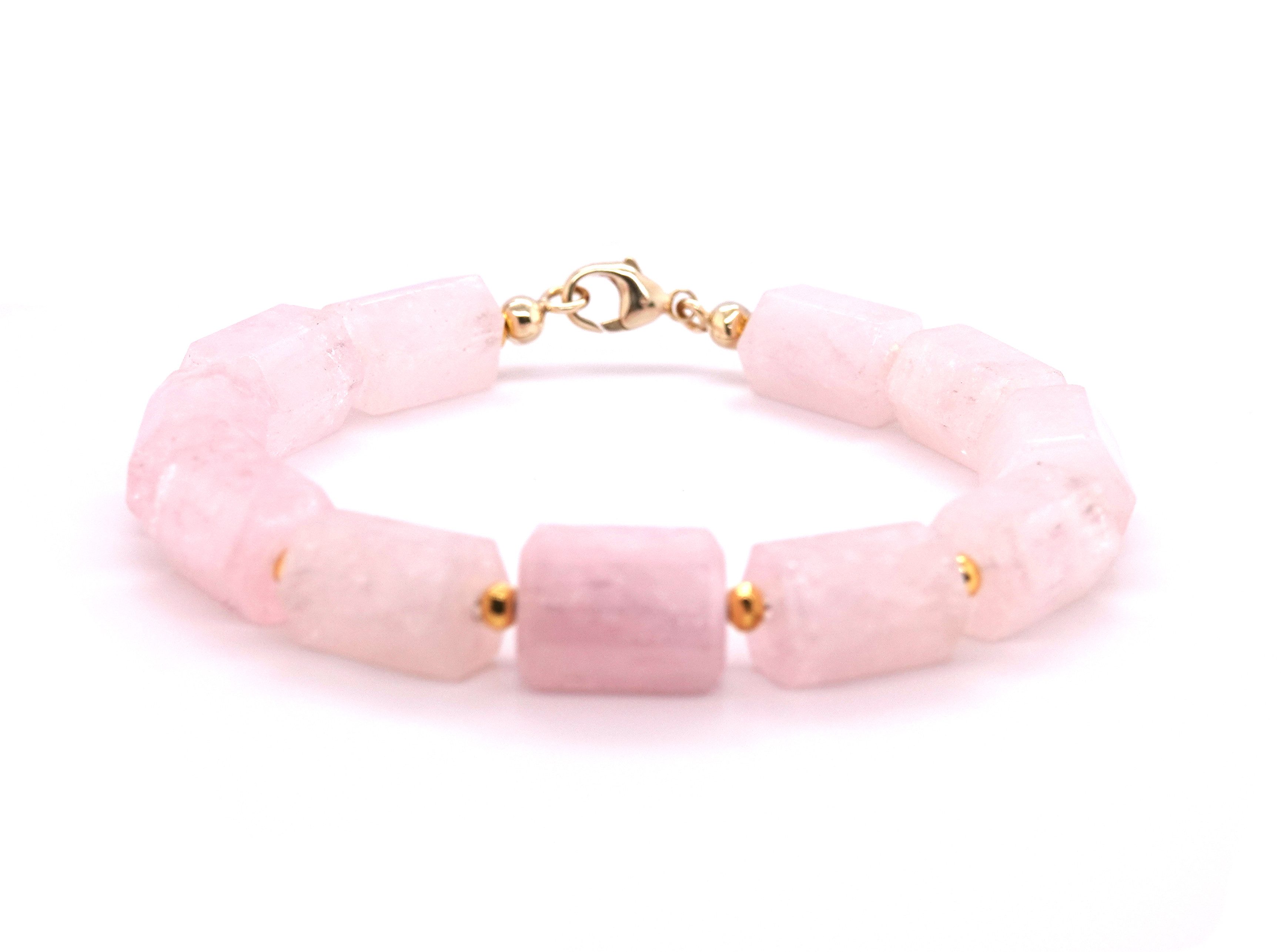 Sogni d'oro Armband mit Morganit + Pyrit (goldcoated), Silber 925 vergoldet