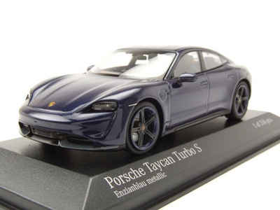 Minichamps Modellauto Porsche Taycan Turbo S 2020 blau metallic Modellauto 1:43 Minichamps, Maßstab 1:43
