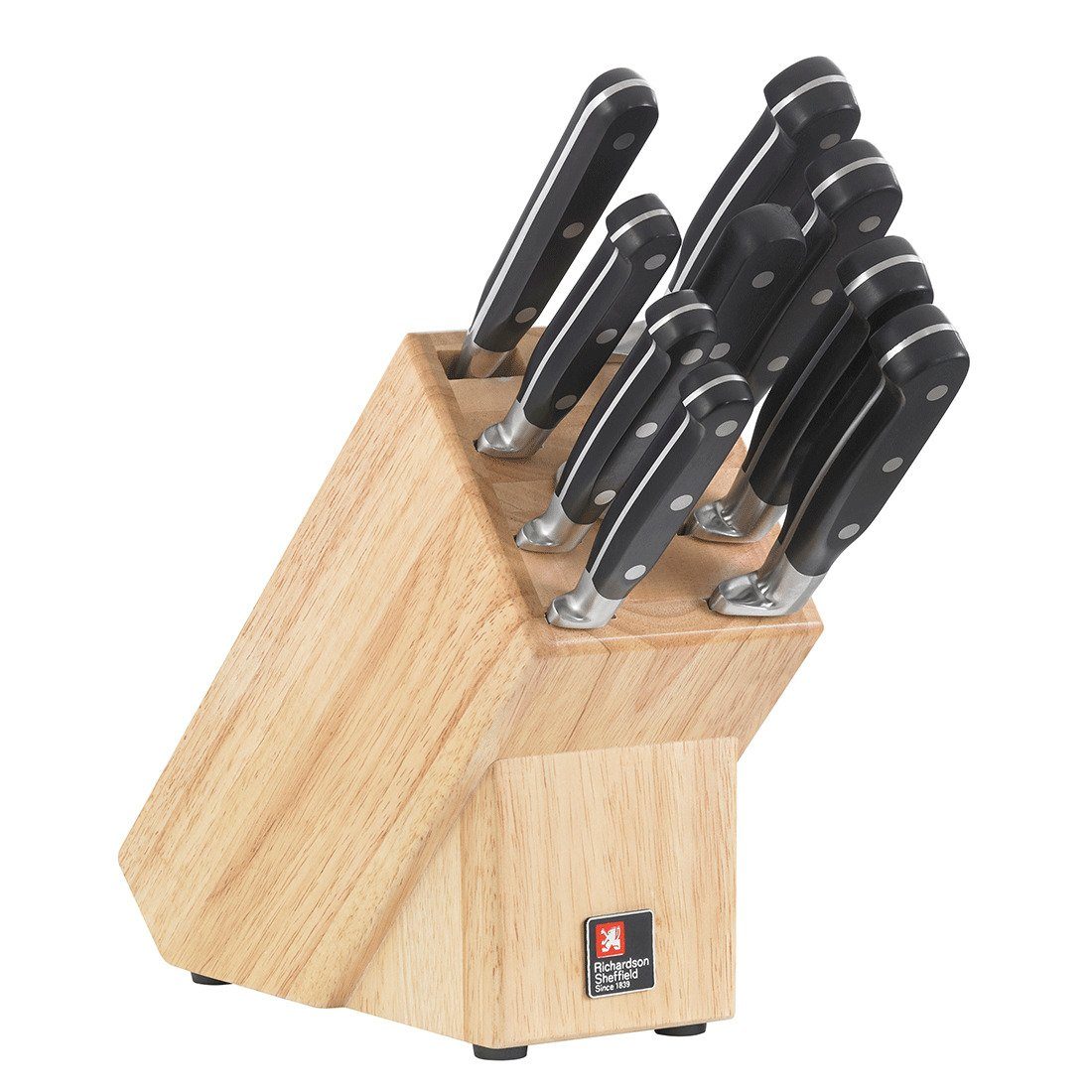 Richardson Sheffield Messerblock V SABATIER (9tlg), eleganter Holz-Messerblock inklusive 8 Messer + 1 Schere