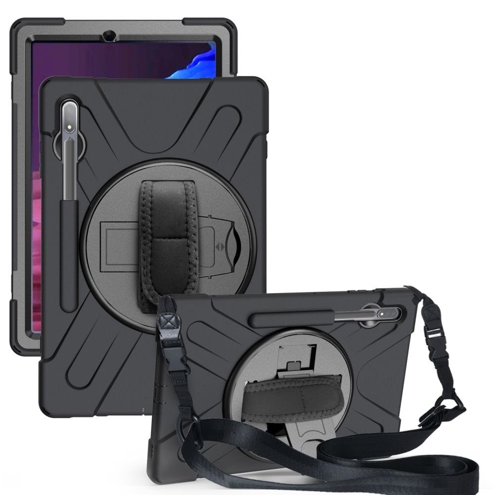 Wigento Tablet-Hülle »Für Samsung Galaxy Tab S7 FE / Tab S7 Plus 12.4 Zoll  360 Grad Hybrid Outdoor Schutzhülle Case Schwarz Tasche Cover Etuis«