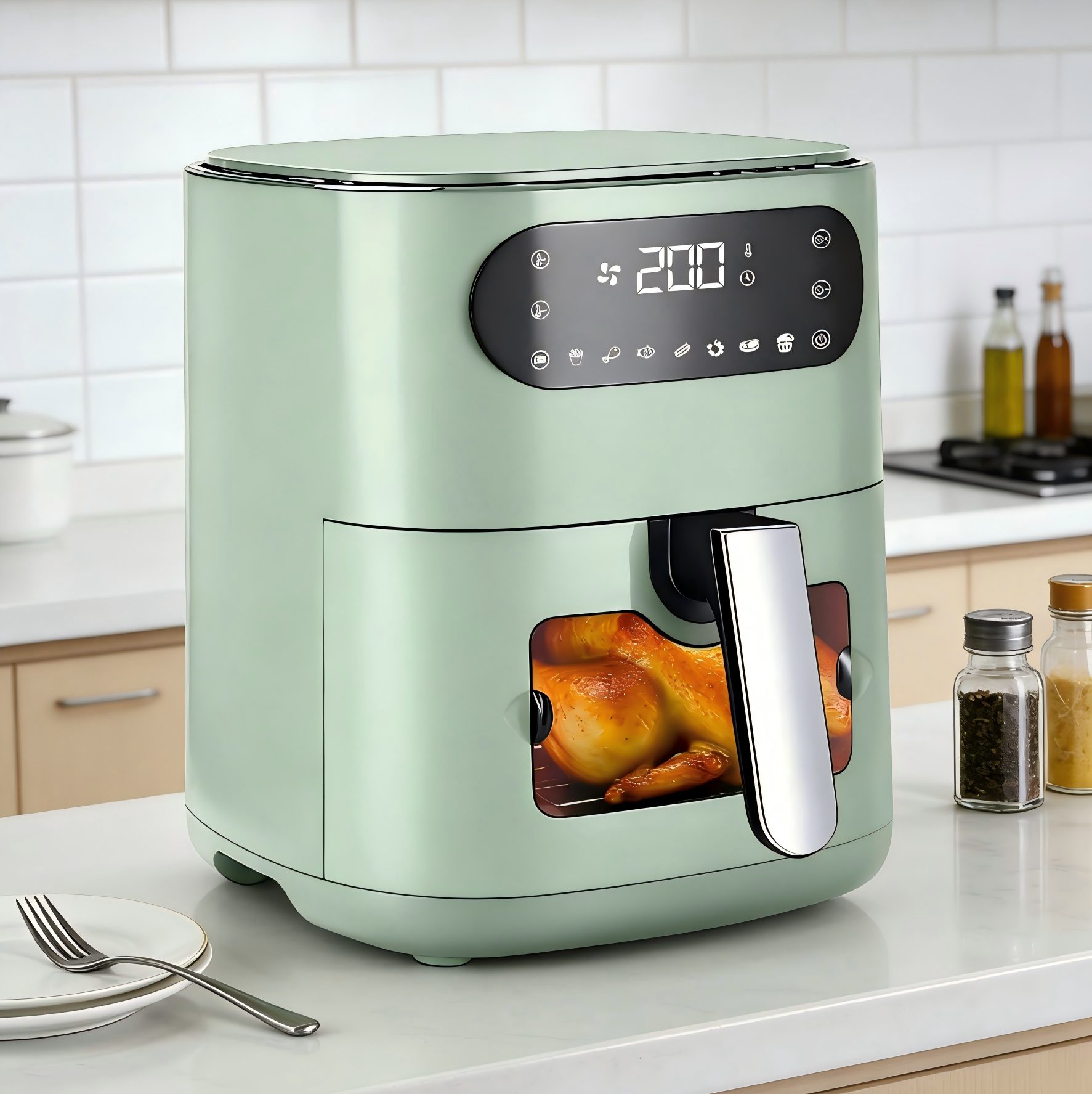ZMH Heißluftfritteuse 6L Airfryer Einzelkorb Sichtfenster - 7 Garprogramme 11 Funktionen, 1500 W