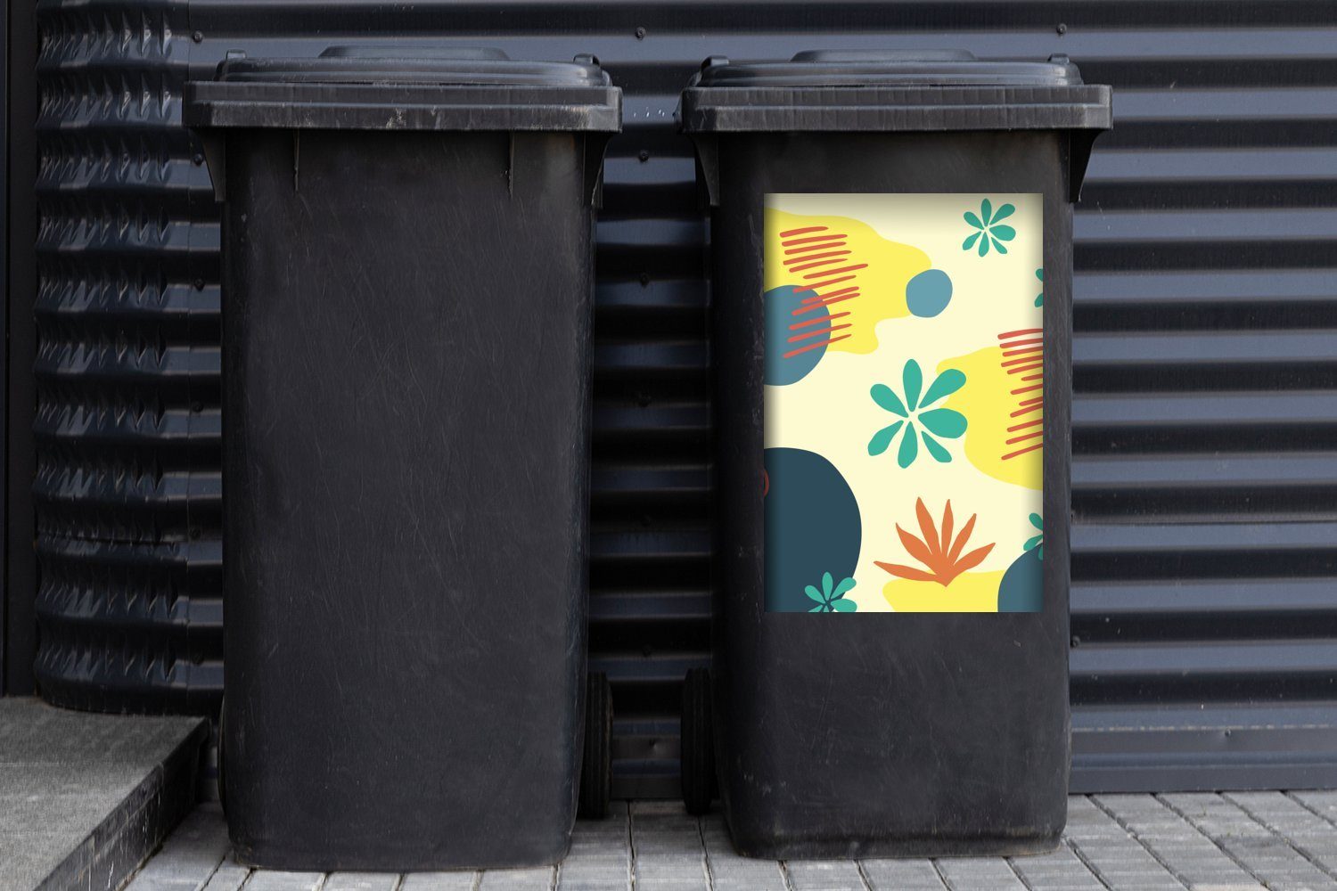 Sommer Pastell Abfalbehälter Mülleimer-aufkleber, Container, Flecken St), - - Mülltonne, (1 Sticker, Wandsticker MuchoWow