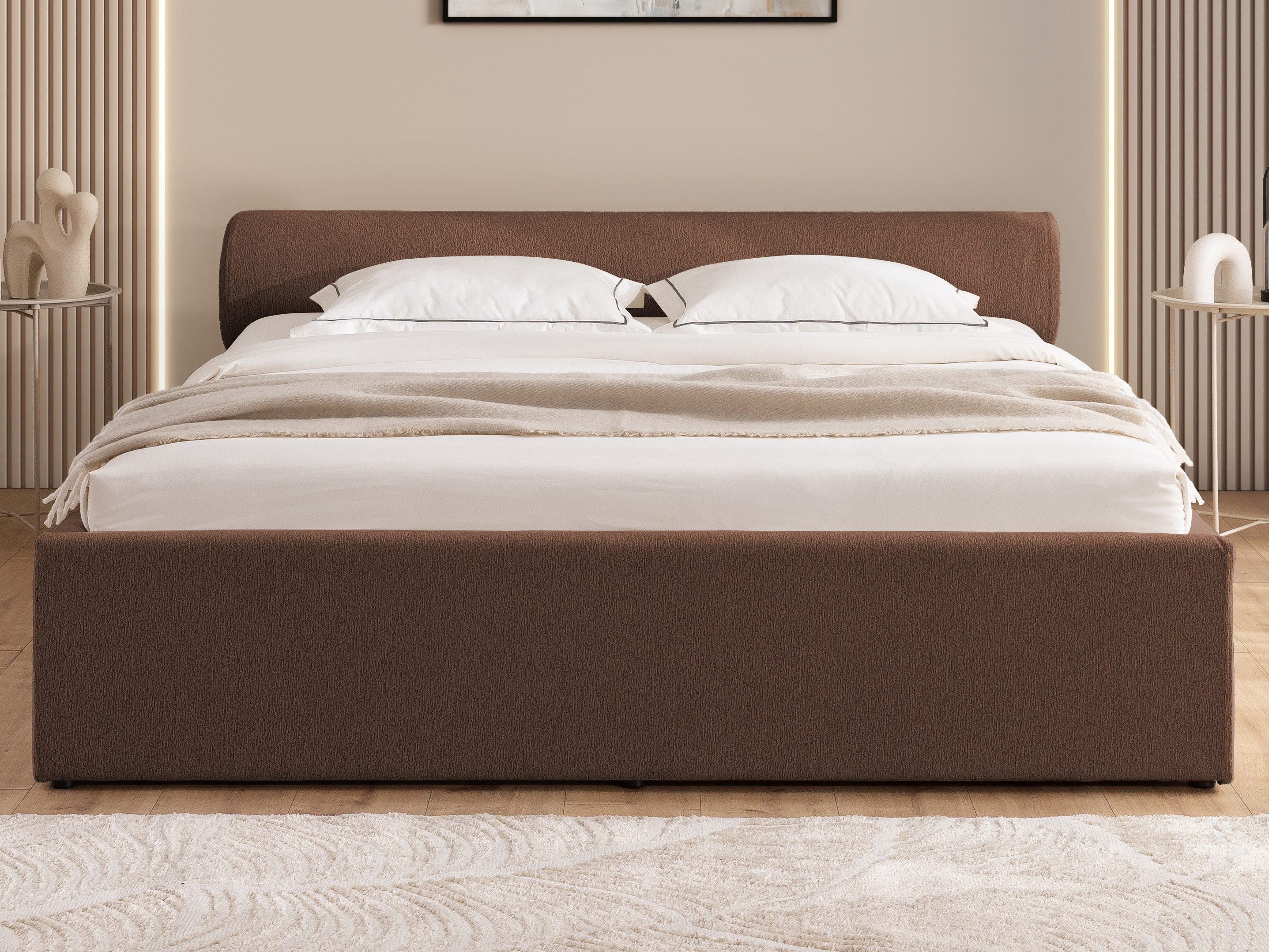 S-Style Möbel Polsterbett Josy aus Chenille-Stoff mit Lattenrost und großem Bettkasten (1 x Polsterbett mit Lattenrost), Chenille-Stoff – Bild 3 von 5