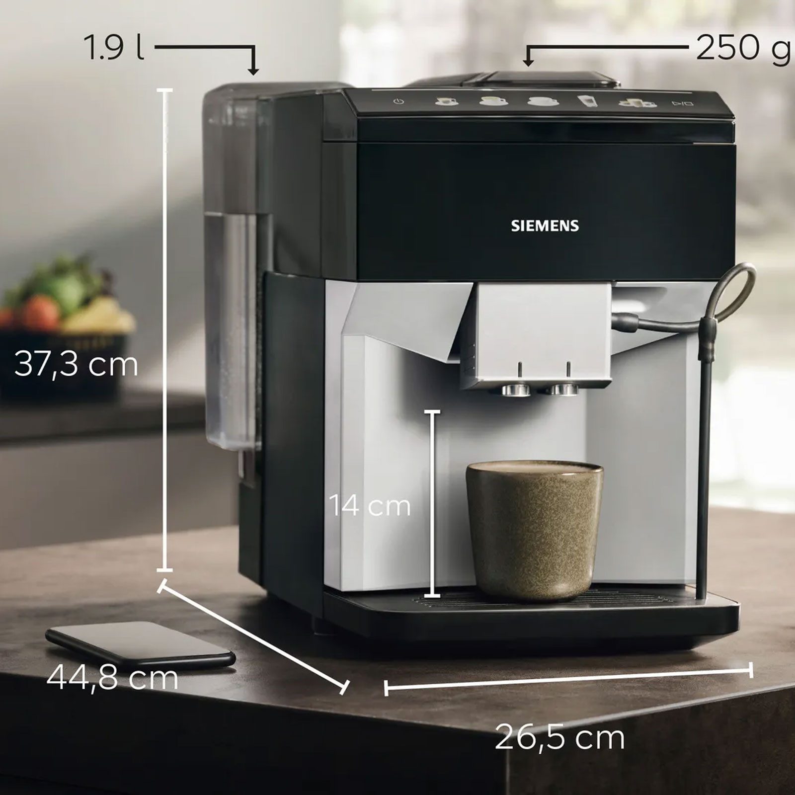 SIEMENS Kaffeevollautomat TP515D01, ceramDrive, abnehmbare Brüheinheit, autoMilk Clean