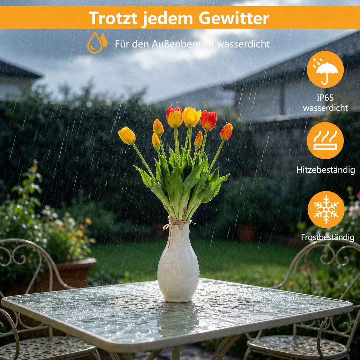 Kunsttulpe 10er Set künstliche Tulpen, Tulpenbund Tulpen, BlingBin, Höhe 40 cm, Tulpenstrauß künstlich für Vase,Hochzeit, Esstisch und Wohnzimmer Deko – Bild 5 von 5