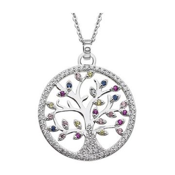LOTUS SILVER Silberkette LOTUS Silver Lebensbaum Halskette (Halskette), Halsketten für Damen 925 Sterling Silber, farbig, silber