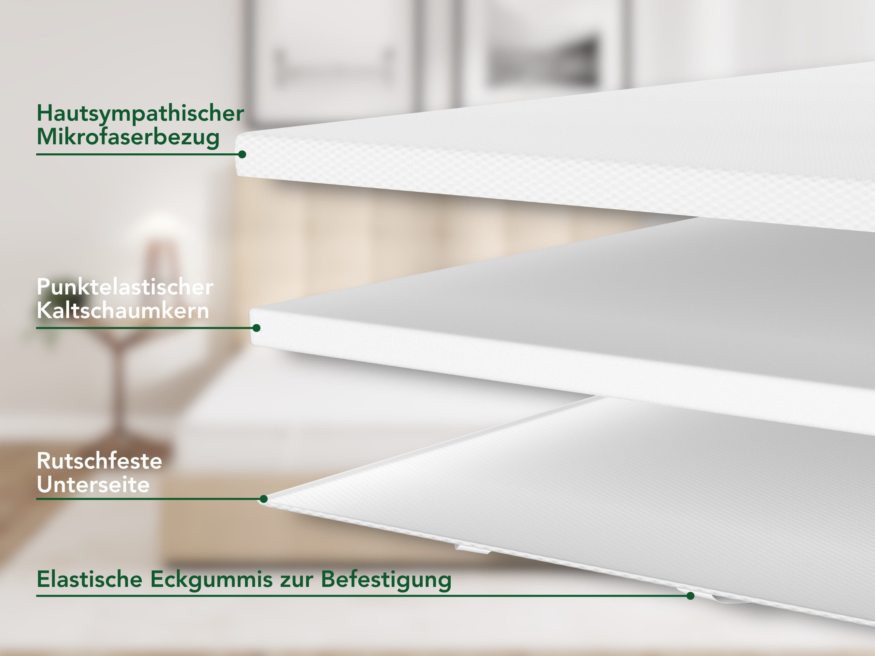 Dreamstar, Topper Easy Dream, ergonomischer Matratzentopper, Kaltschaum - H2/H3/H4/H5, 5 cm hoch, Kaltschaum, rutschfest, Bezug waschbar - für Matratzen und Boxspringbetten