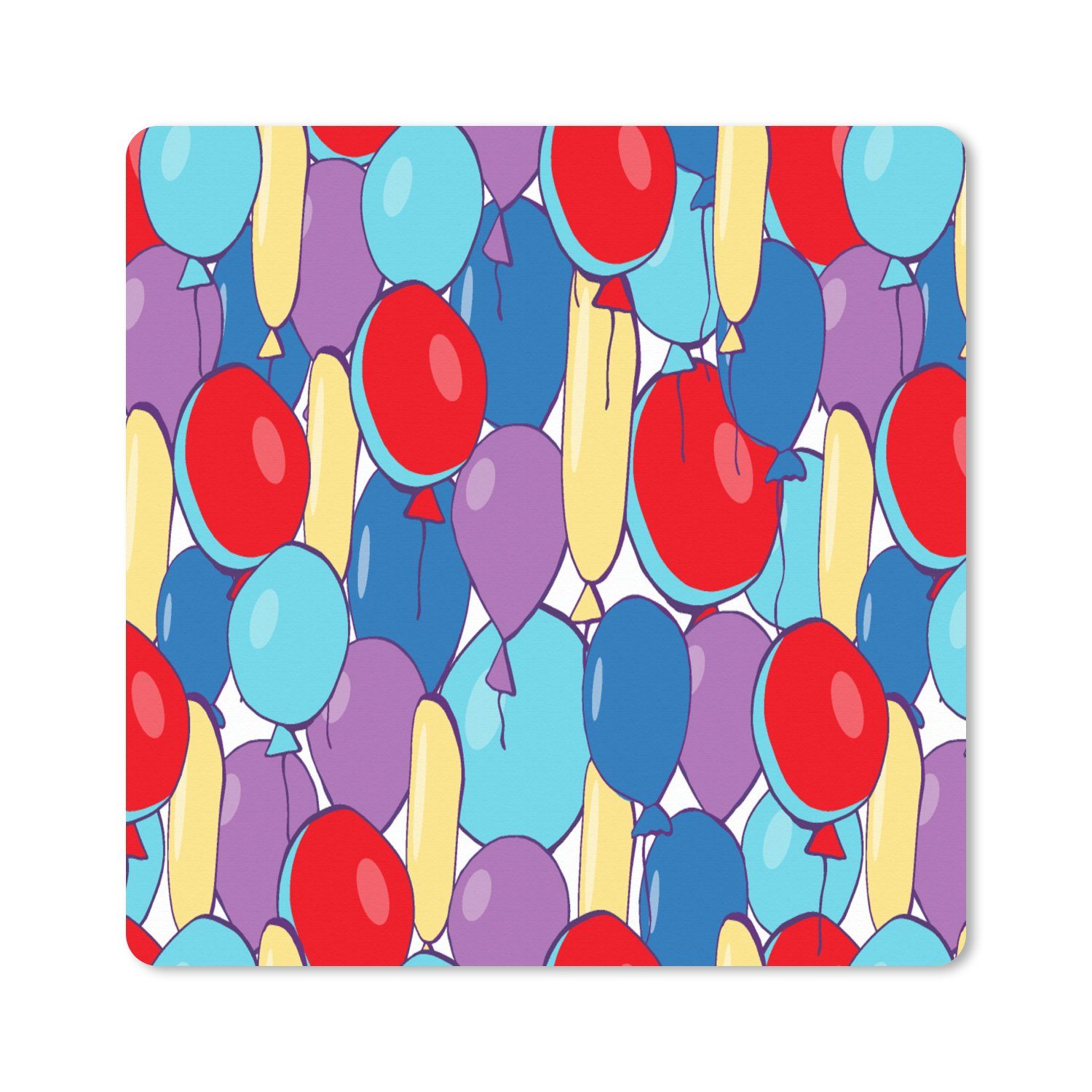 MuchoWow Gaming Mauspad Luftballons - Party (1-St), Gaming, Rutschfester Unterseite, Mausunterlage, 60x60 cm, XXL, Großes