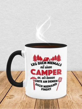 Shirtracer Tasse Leg dich niemals mit einem Camper an I, Keramik, Statement Sprüche