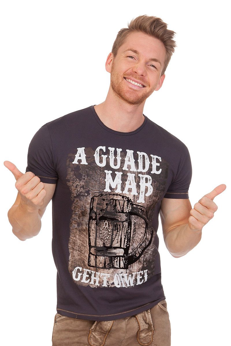 Hangowear Trachtenshirt Trachtenshirt Herren - LUTZ - dunkelgrau