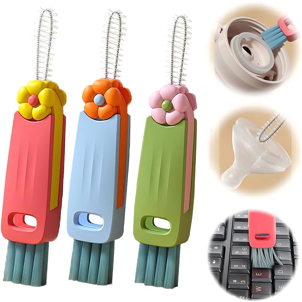 Reinigungsbürsten-Set 3 Stück Flaschendeckel Bürste,3 in 1 Flaschenverschluss Detailpinsel